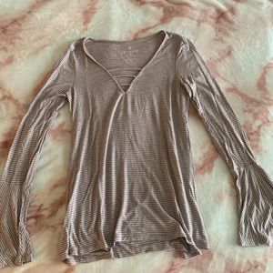 SOFT AND SEXY BELL SLEEVE STRIPED TOP